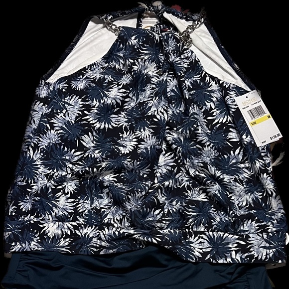 MICHAEL Michael Kors Blouson High Neck Tankini Top - Palm Mix. - Picture 7 of 8
